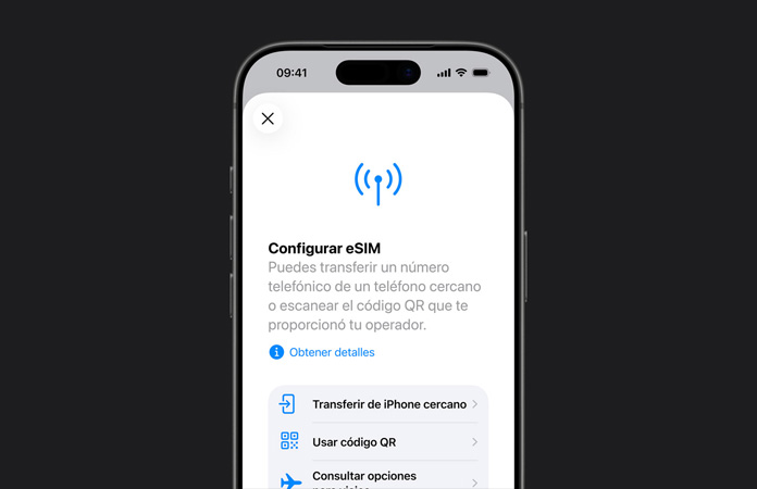 iPhone 17 Pro, parte frontal, usa la funcionalidad Configurar Red Celular para transferir fácilmente un número de teléfono