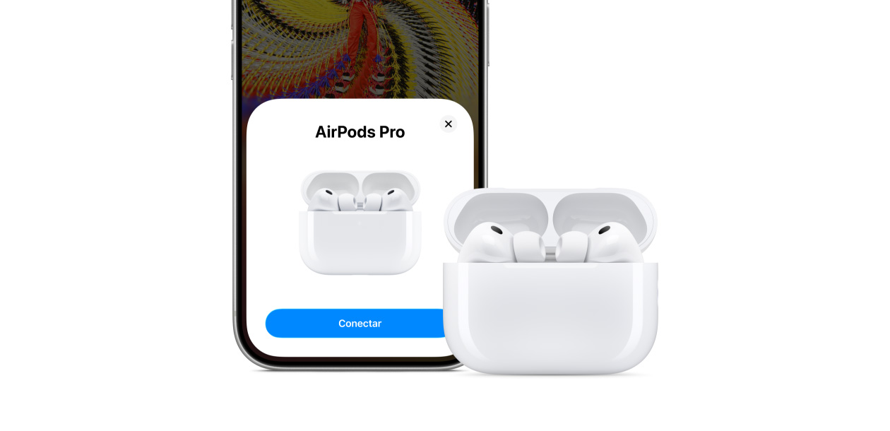 iPhone 17 Pro, prestación de conectividad en la pantalla, AirPods Pro 3 y estuche de carga MagSafe (USB-C)