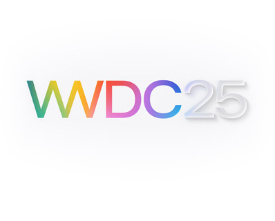 WWDC25 skrevet i regnbuens farver