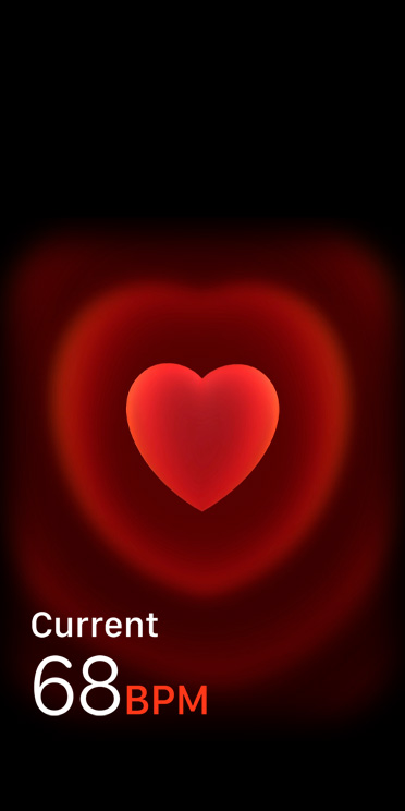 Appen Puls som visar en puls just nu på 68 slag per minut